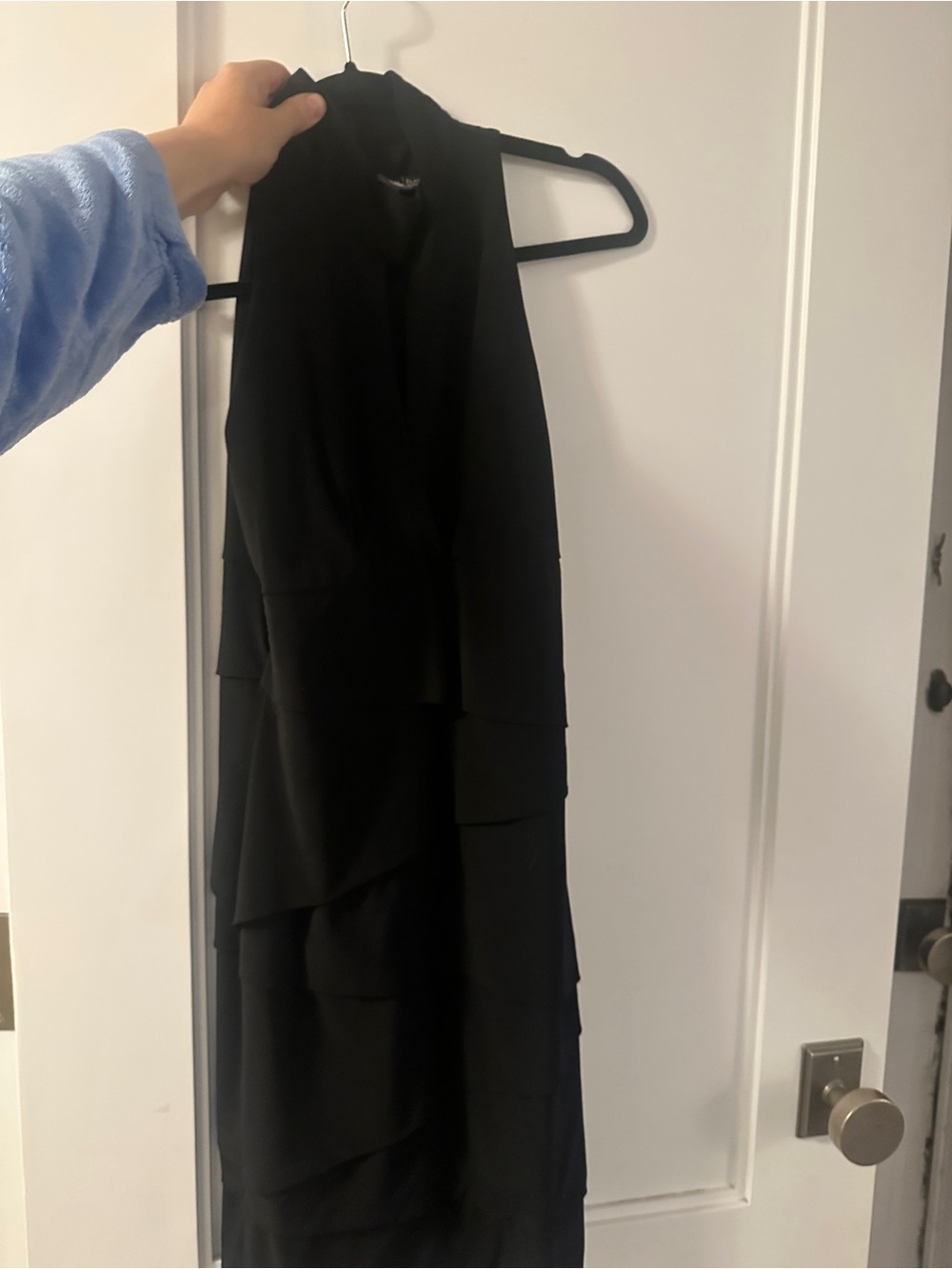 Vintage White House Black Market Black Tiered Ruffle Cocktail Dress